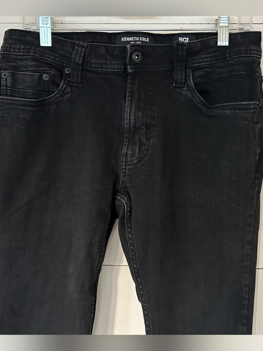 Kenneth Cole Men's Skinny Jeans in Black Wash, Size 32 x 32